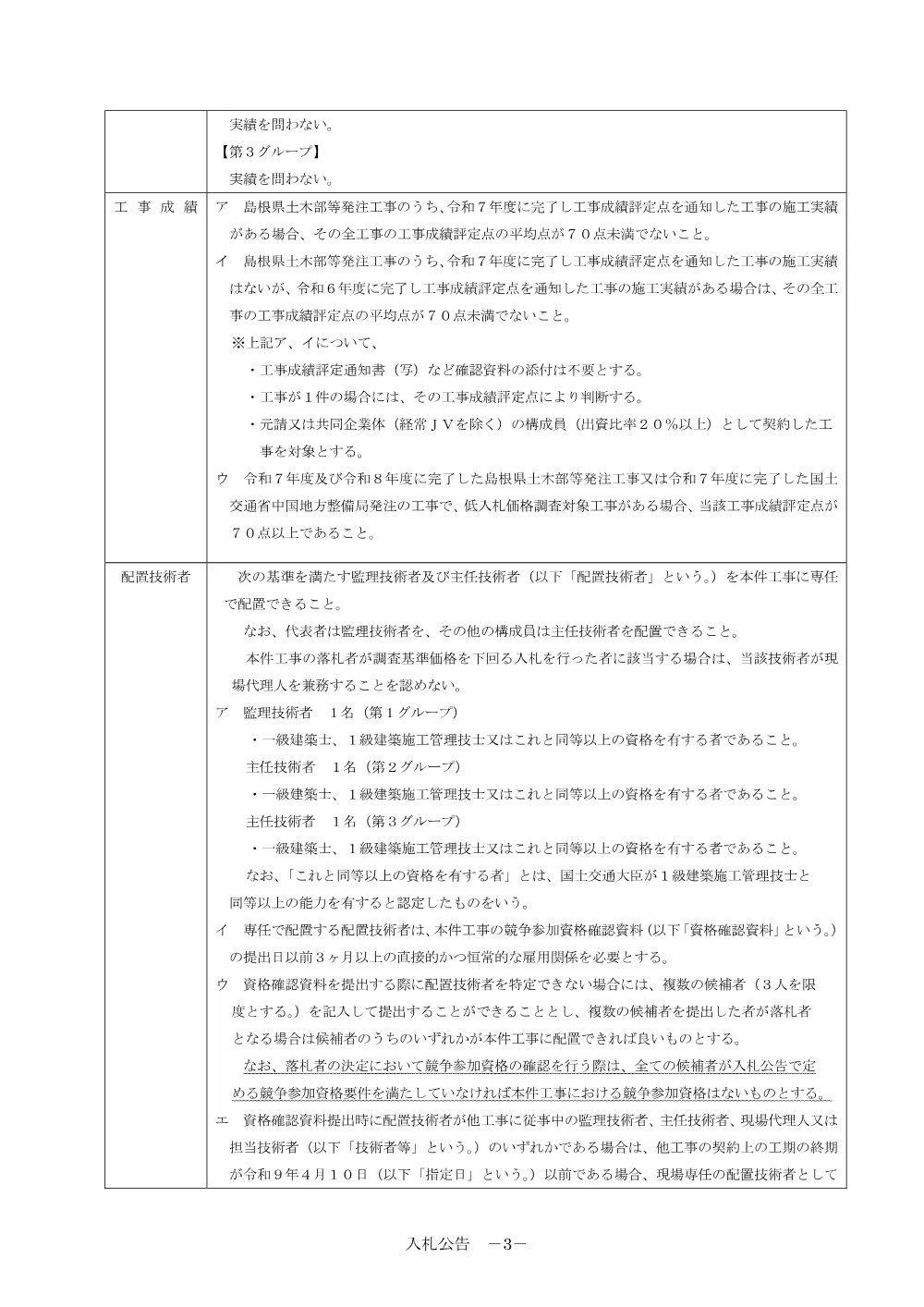 01 入札公告・入札説明書・技術資料（浜山公園陸上競技場メインスタンド増築外（建築）工事）.pdf 3ページ目のプレビュー
