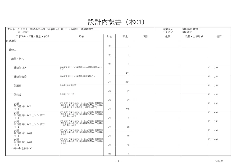 Ｒ８徳土 徳島小松島港（金磯地区）他 小・金磯他 舗装修繕工事（維持）（見積参考資料）.pdf 2ページ目のプレビュー