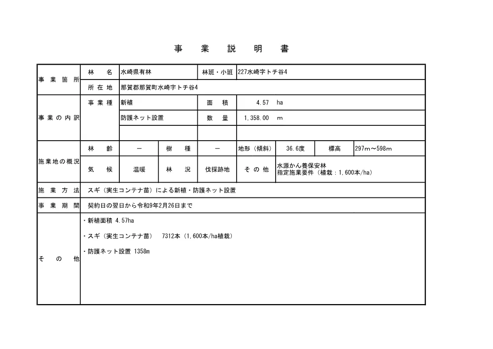 機密性１｜Ｒ８那林 水崎県有林 新植事業 （見積参考資料）.pdf 3ページ目のプレビュー