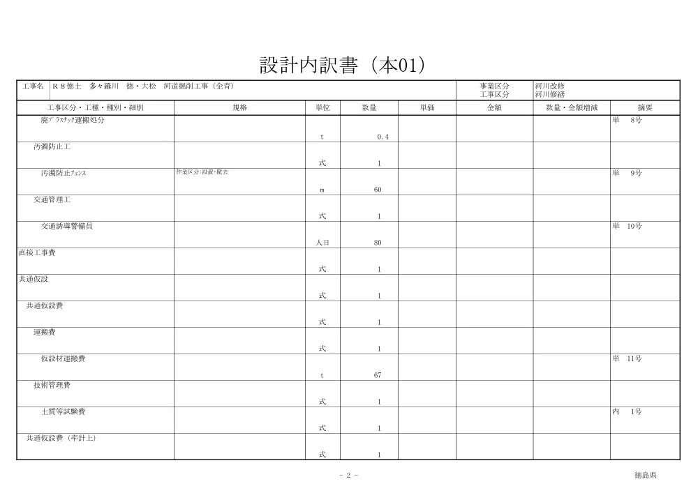 機密性１｜Ｒ８徳土 多々羅川 徳・大松 河道掘削工事（企育）（見積参考資料）.pdf 3ページ目のプレビュー