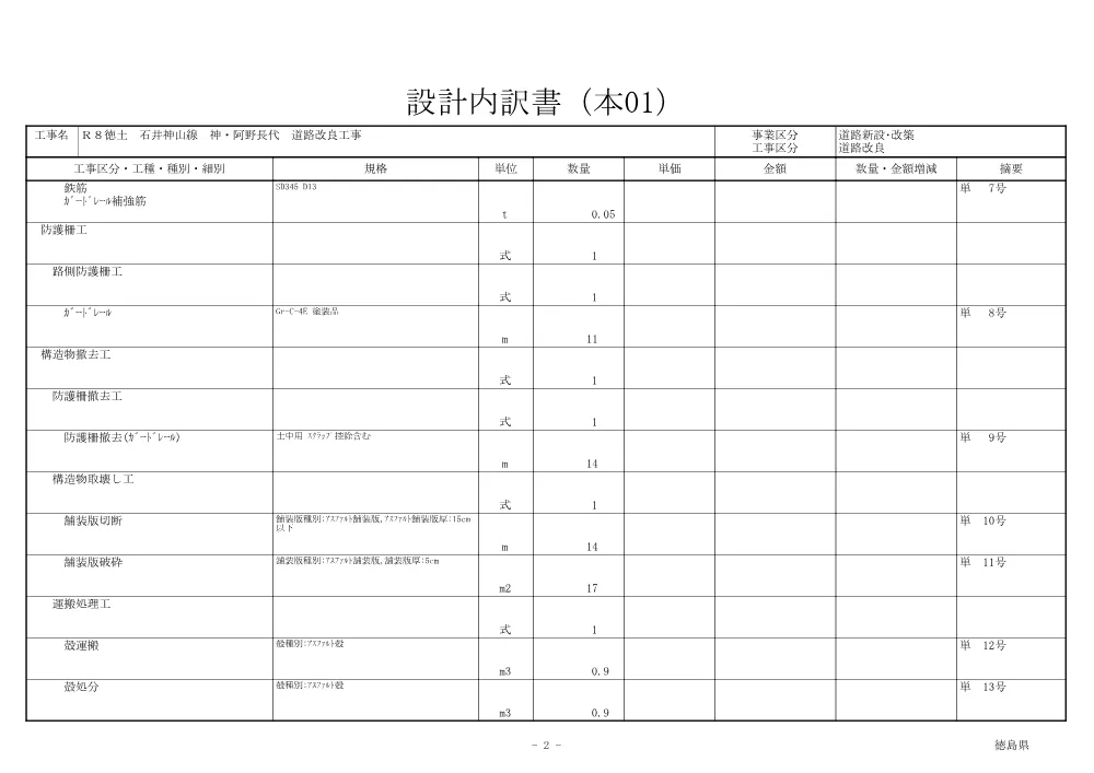 機密性１｜Ｒ８徳土 石井神山線 神・阿野長代 道路改良工事（見積参考資料）.pdf 3ページ目のプレビュー