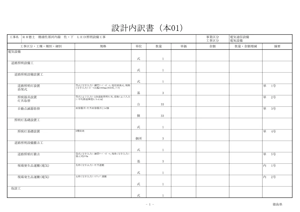 機密性１｜Ｒ８徳土 勝浦佐那河内線 佐・下 ＬＥＤ照明設備工事（見積参考資料）.pdf 2ページ目のプレビュー
