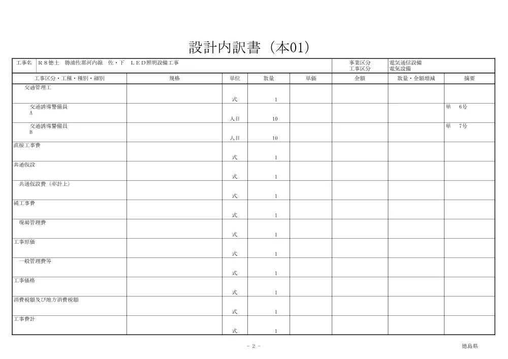 機密性１｜Ｒ８徳土 勝浦佐那河内線 佐・下 ＬＥＤ照明設備工事（見積参考資料）.pdf 3ページ目のプレビュー