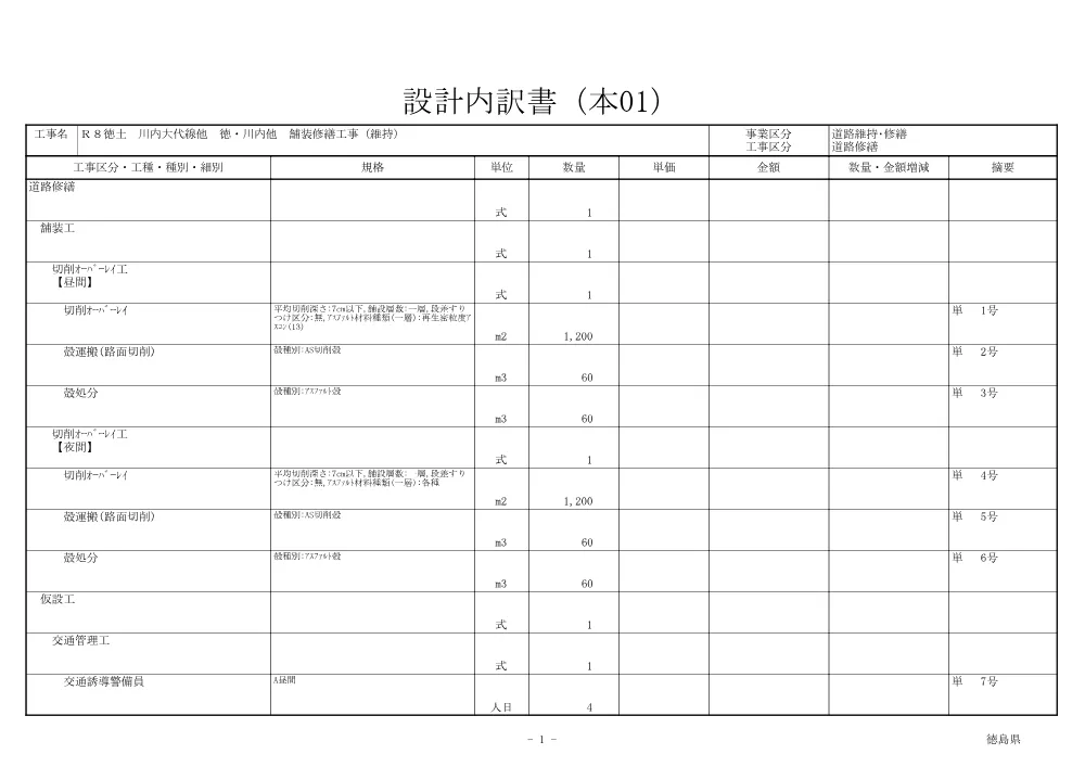 機密性１｜Ｒ８徳土 川内大代線他 徳・川内他 舗装修繕工事（維持）（見積参考資料）.pdf 2ページ目のプレビュー