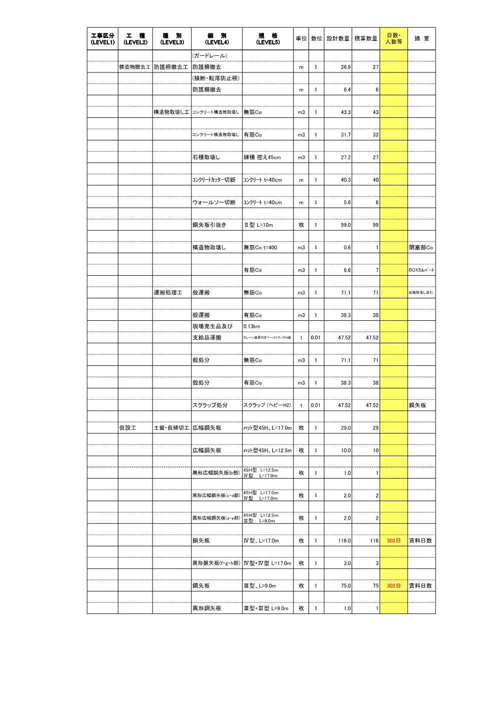 06_積算参考資料（６０３１橋台撤去）.pdf 3ページ目のプレビュー