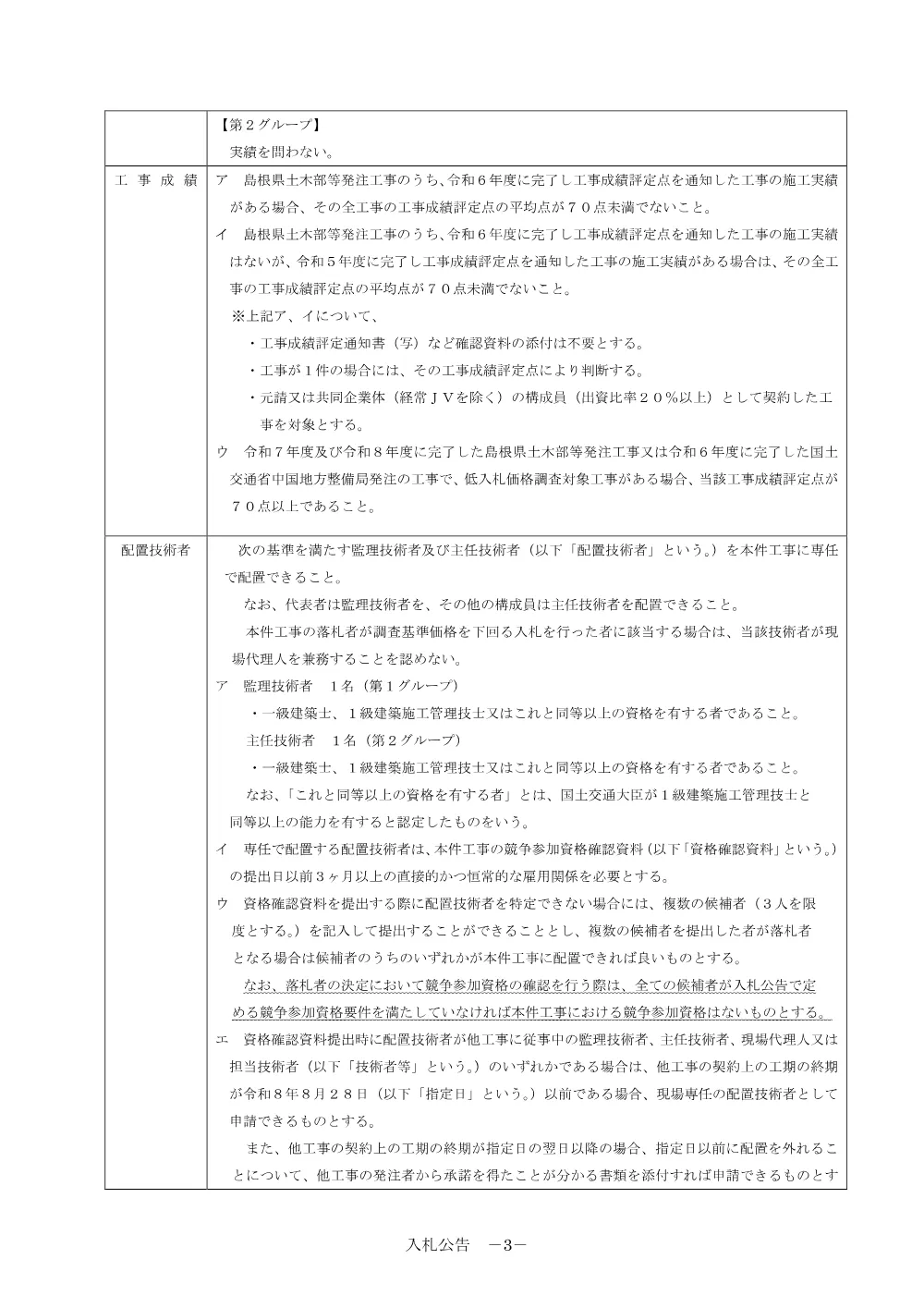 01 入札公告・入札説明書・技術資料（県立プール長寿命化（大規模改修 建築その１）工事）.pdf 3ページ目のプレビュー