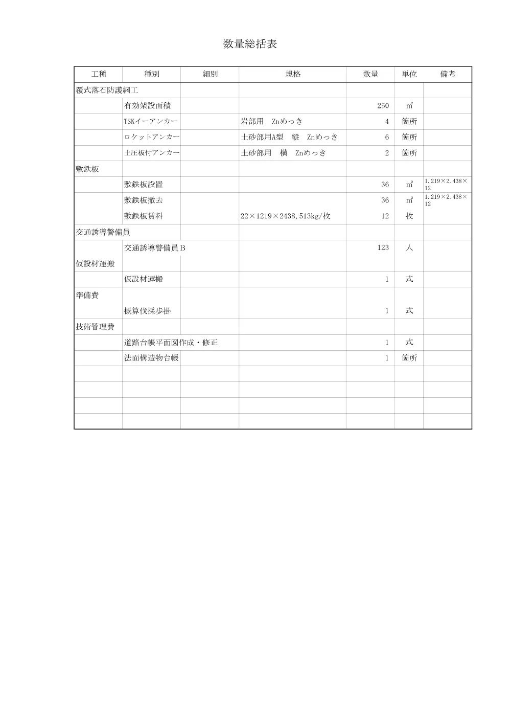 05見積参考資料-1（北講武落石対策工事A０２０）.pdf 3ページ目のプレビュー