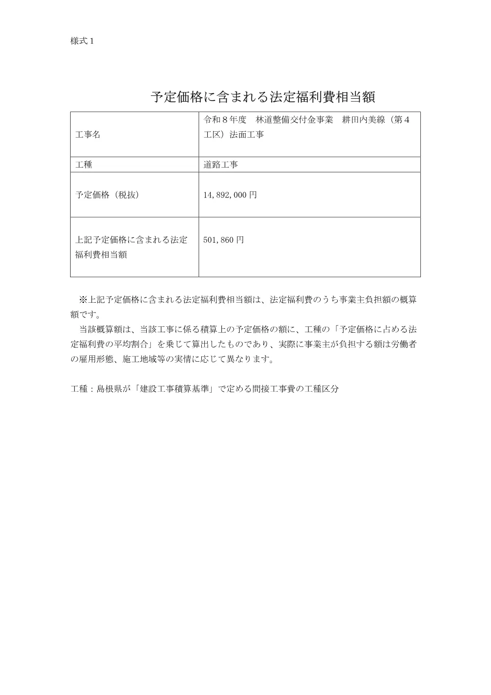 予定価格に含まれる法定福利費相当額.pdf 1ページ目のプレビュー