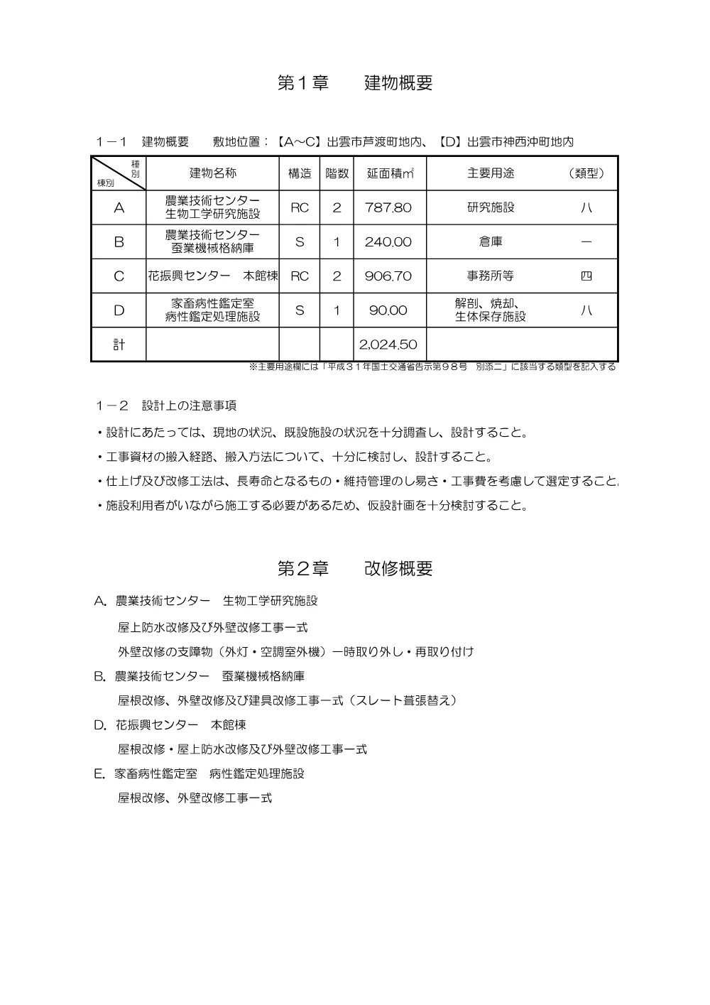01 基本計画書（農業技術センター）.pdf 2ページ目のプレビュー