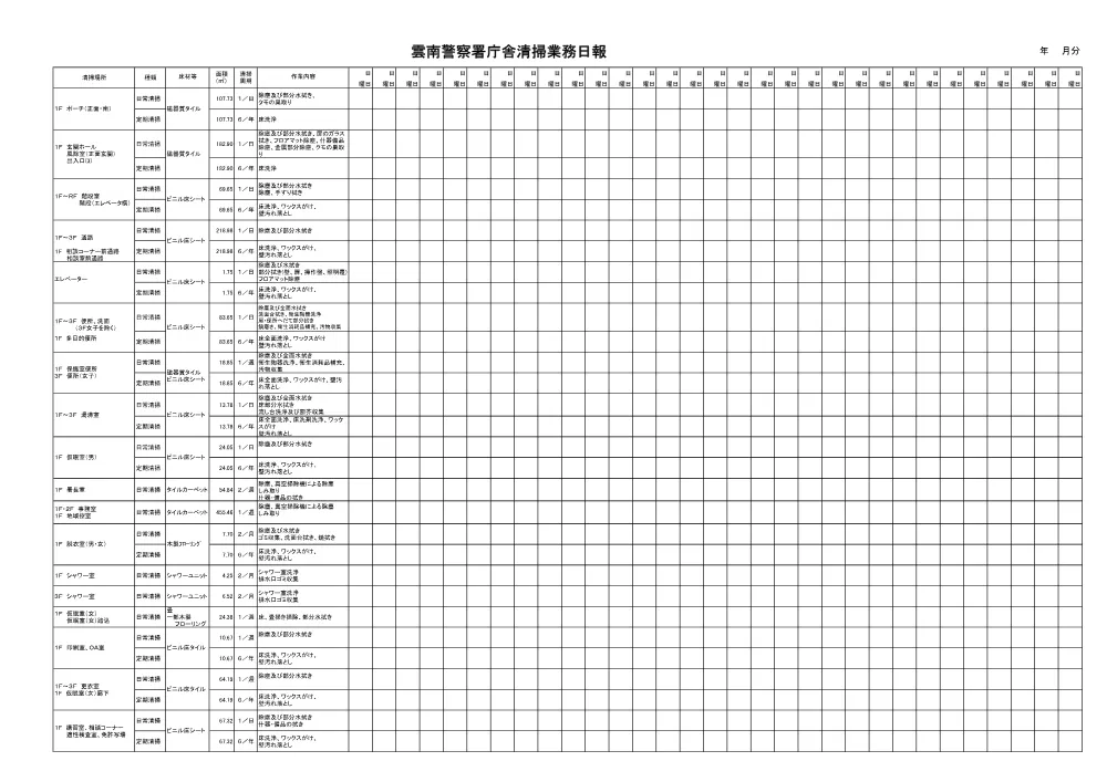 3_5 清掃業務日報.pdf 1ページ目のプレビュー