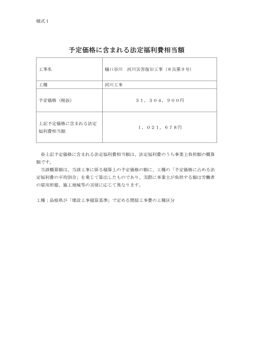 予定価格に含まれる法定福利費相当額.pdf 1ページ目のプレビュー