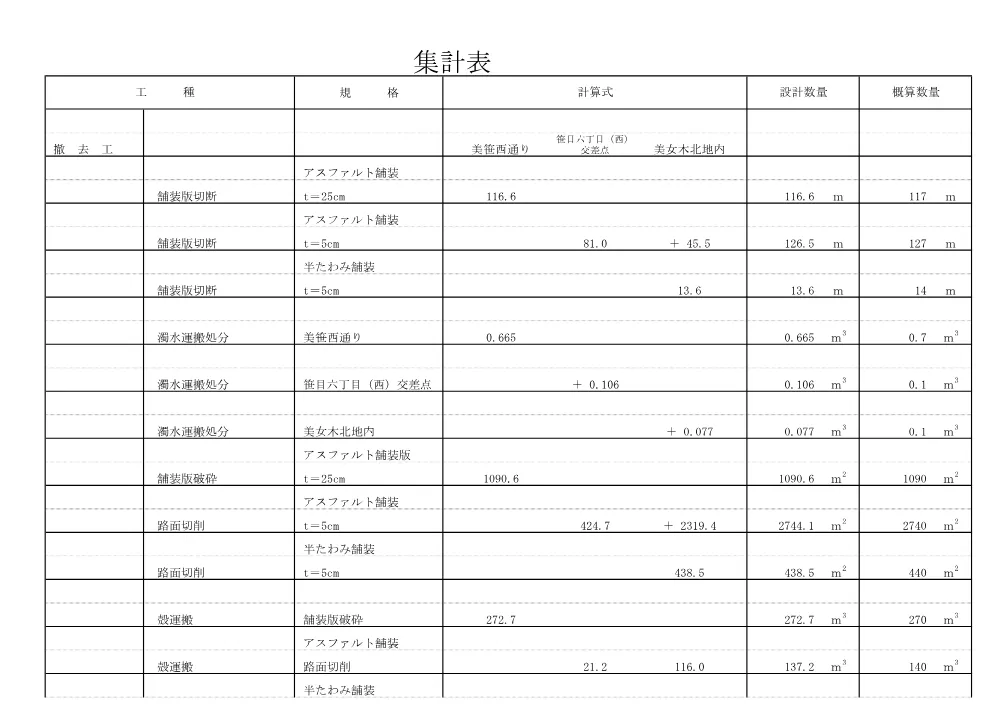 4_数量計算書【令和８年度道路補修（その２）工事】.pdf 2ページ目のプレビュー