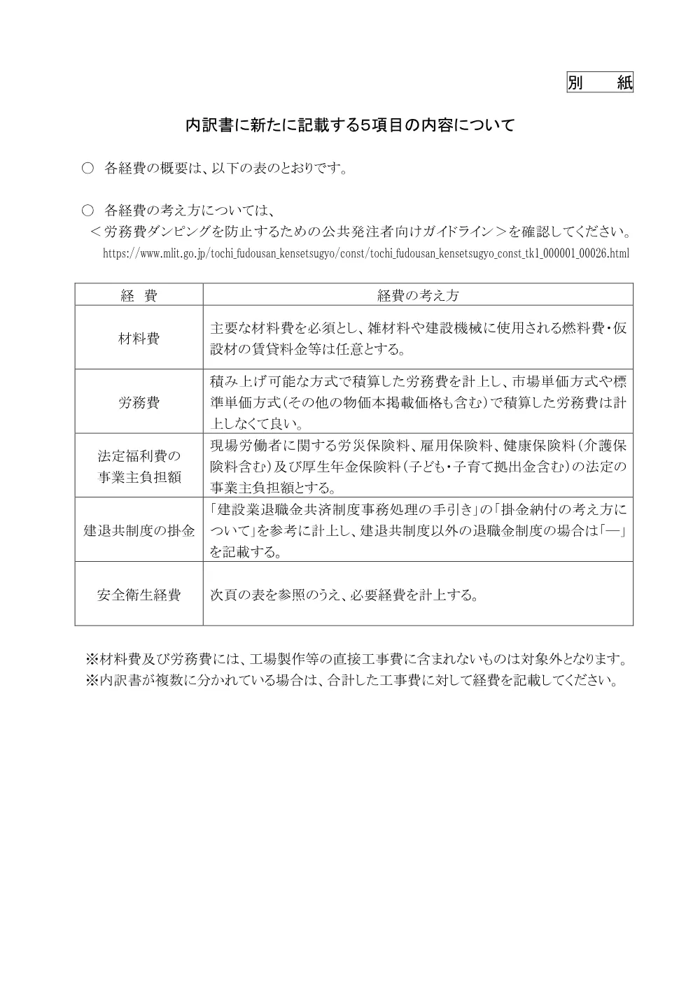 労務費等を明示した工事費内訳書の提出について.pdf 2ページ目のプレビュー