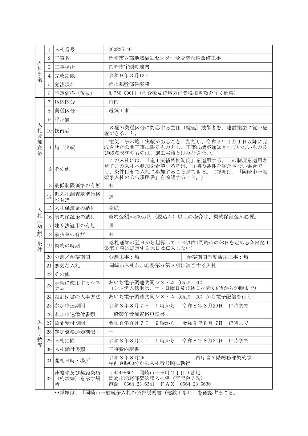 公告260825-401.pdf 1ページ目のプレビュー
