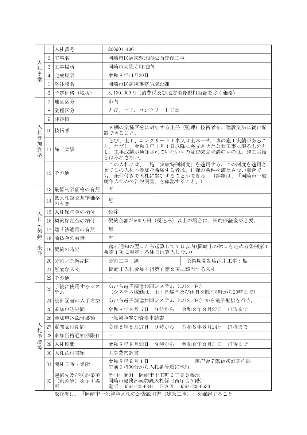 公告260901-406.pdf 1ページ目のプレビュー