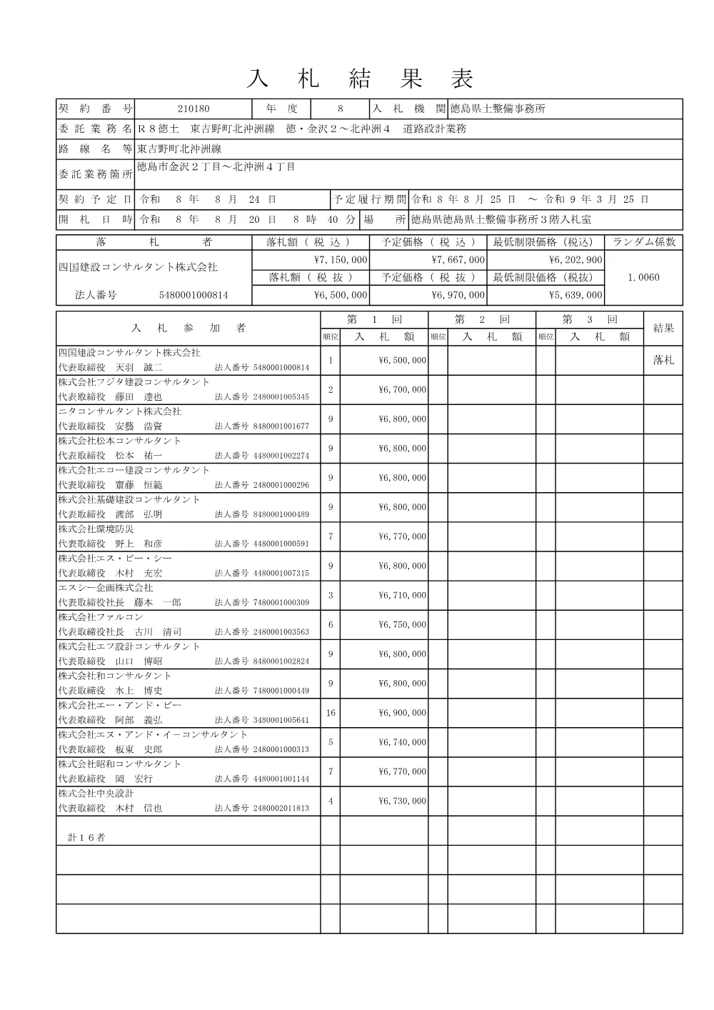 機密性１｜Ｒ８徳土 東吉野町北沖洲線 徳・金沢２～北沖洲４ 道路設計業務（入札結果及び補足資料）.pdf 1ページ目のプレビュー