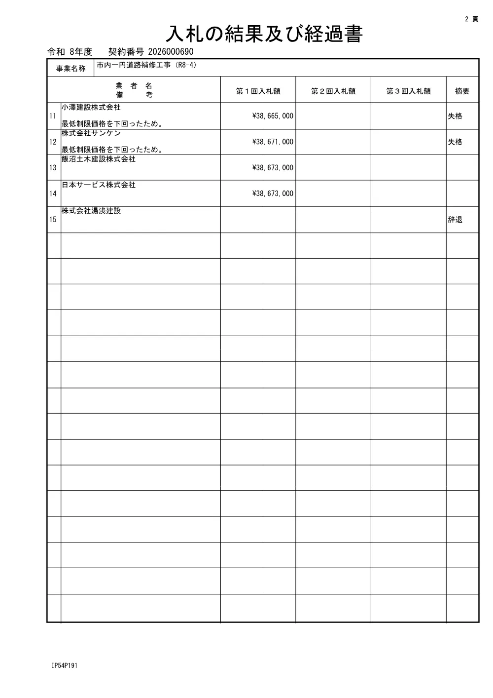 市内一円道路補修工事（R8-4）（道路維持課）.pdf 2ページ目のプレビュー