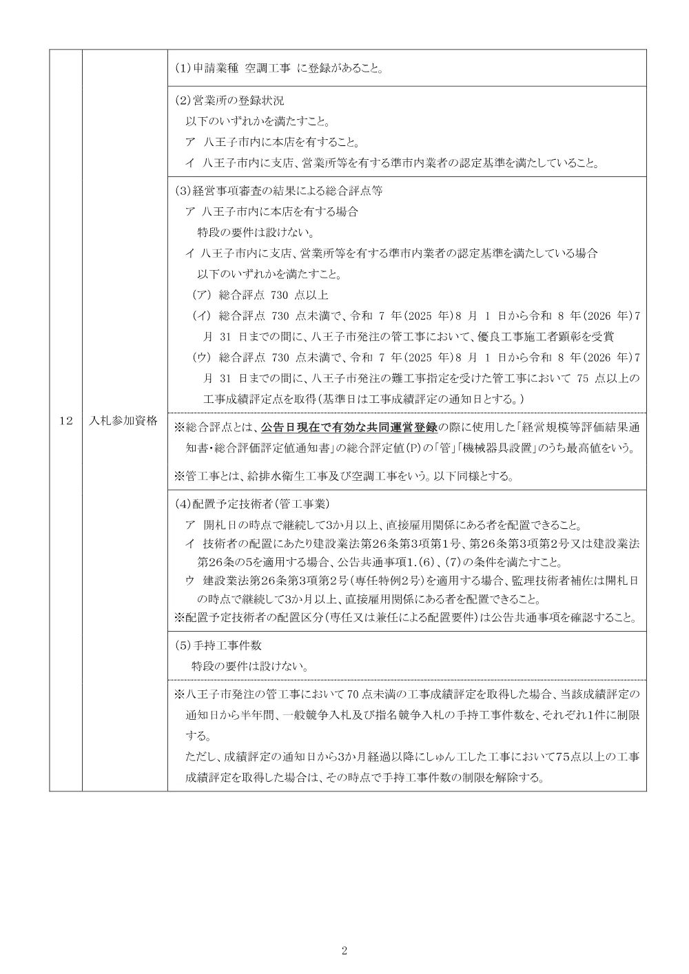 01公告（2026003603八王子市立横山中学校特別教室空調機設置工事）.pdf 2ページ目のプレビュー