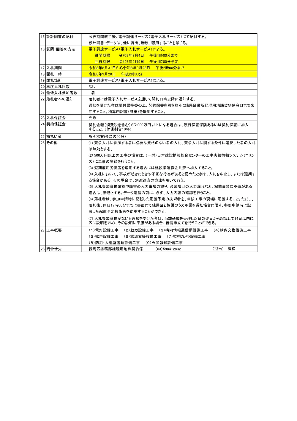 公告書（開進第二小ねりっこ学童クラブ改修電気設備工事）.pdf 2ページ目のプレビュー