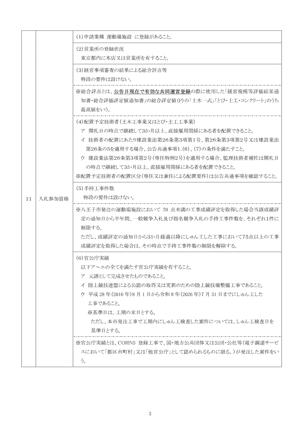 01公告（2026003388上柚木公園陸上競技場（公認更新）整備工事）.pdf 3ページ目のプレビュー