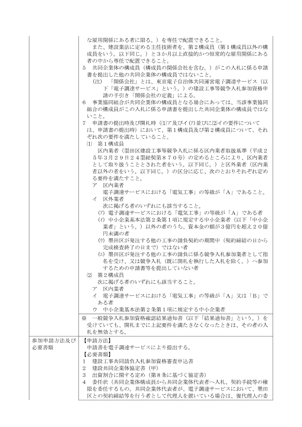 公告文（八広小学校改築工事に伴う電気設備工事）.pdf 2ページ目のプレビュー