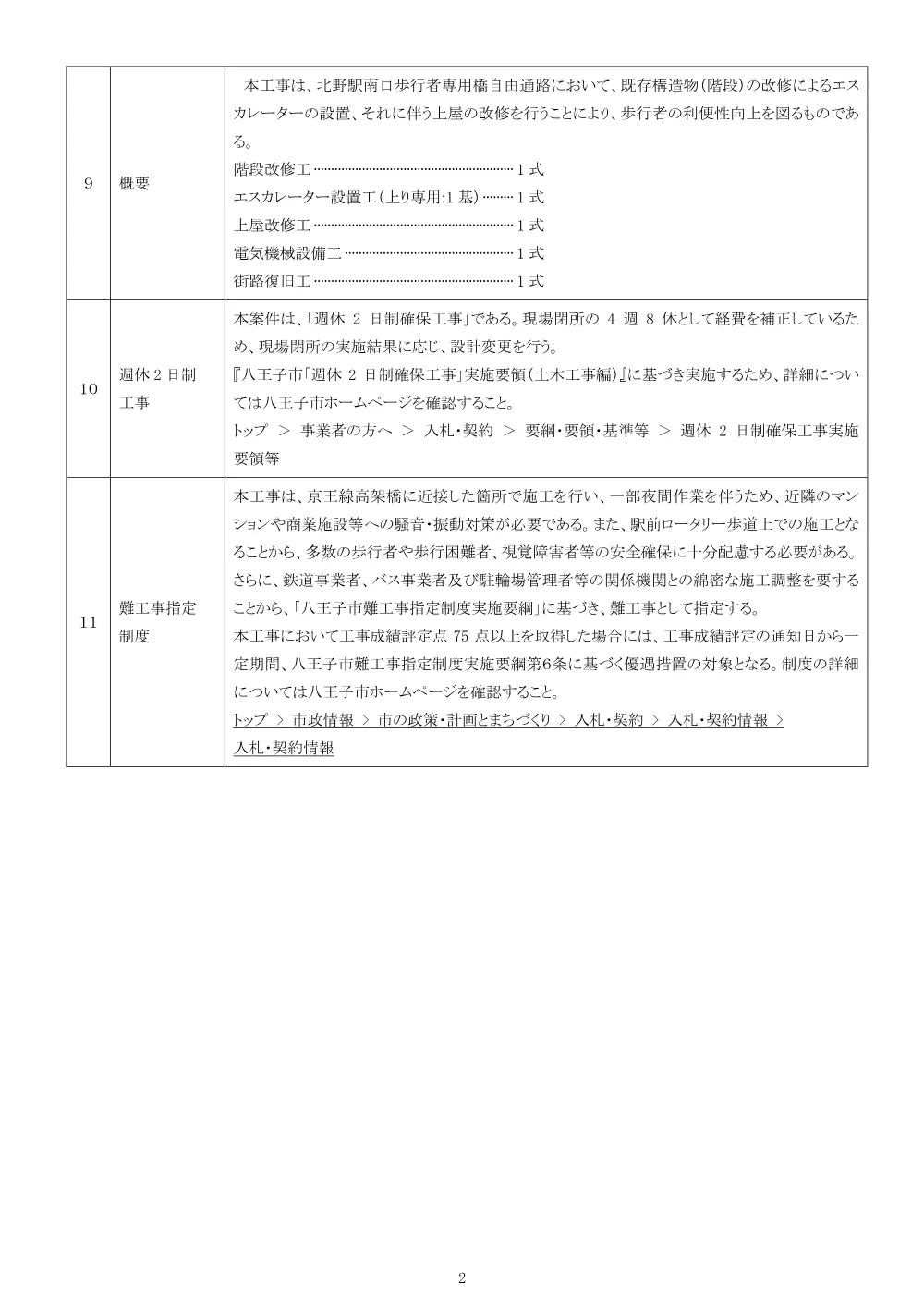 01-1公告（2026003207北野駅南口歩行者専用橋エスカレーター設置工事）.pdf 2ページ目のプレビュー