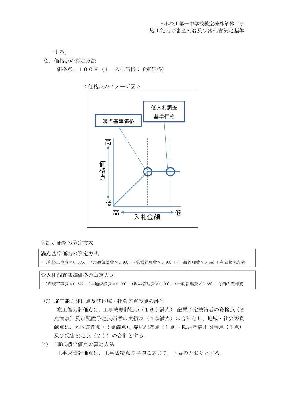 01施工能力等審査内容及び落札者決定基準（旧小松川第一中学校教室棟外解体工事）.pdf 2ページ目のプレビュー