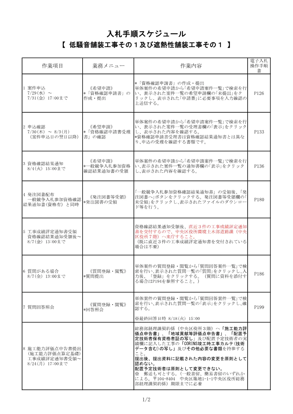 393入札手順スケジュール.pdf 1ページ目のプレビュー