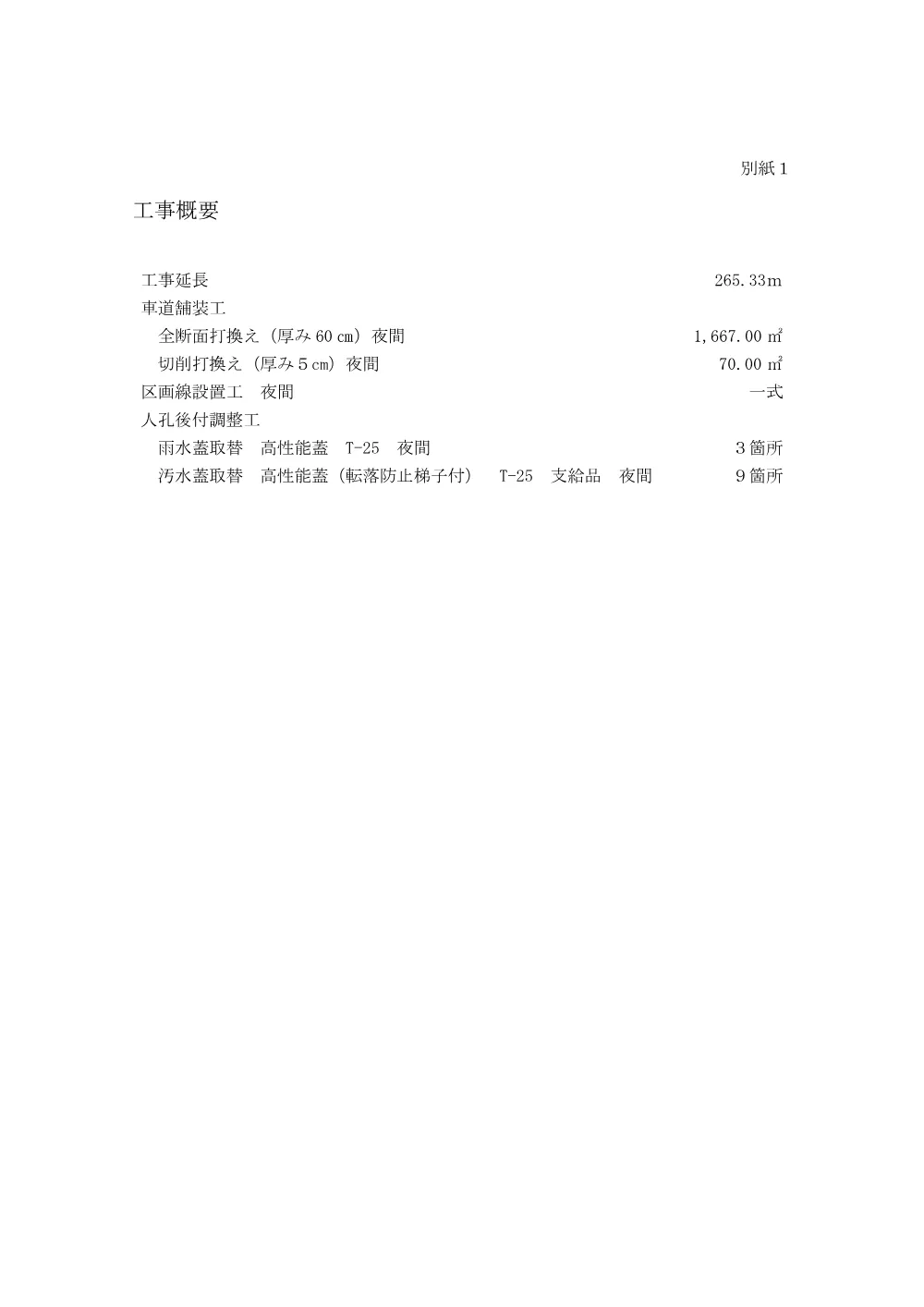 【別紙１】工事概要.pdf 1ページ目のプレビュー