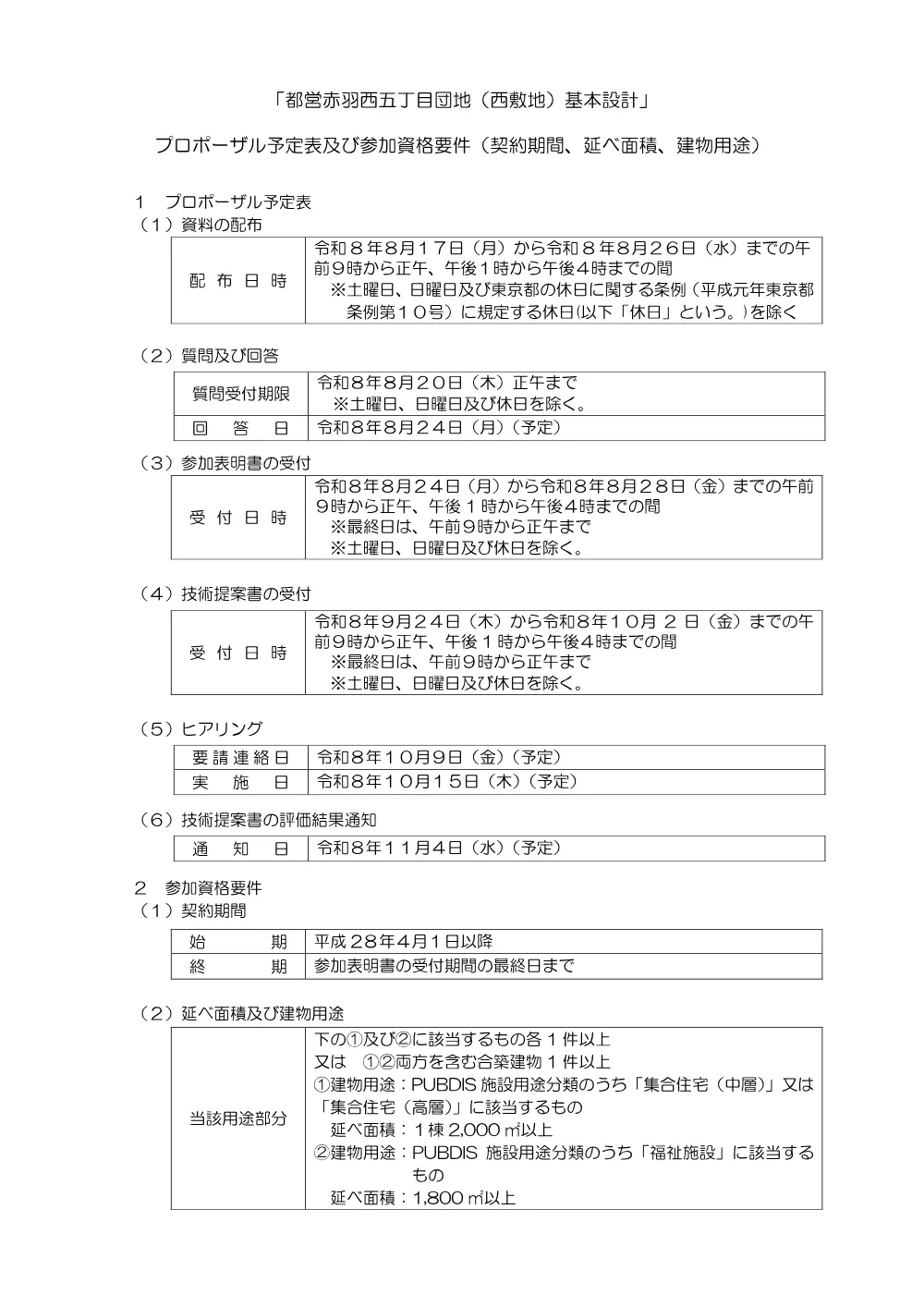 プロポーザル予定表及び参加要件.pdf 1ページ目のプレビュー