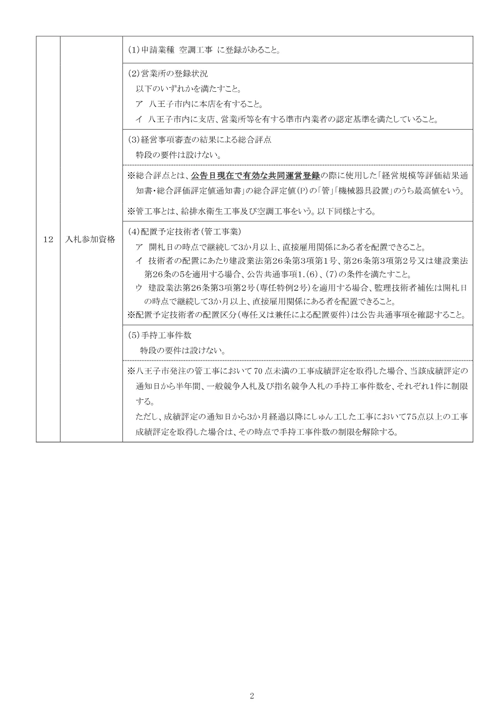 01公告（2026003083八王子市立甲ノ原中学校特別教室空調機設置工事）.pdf 2ページ目のプレビュー