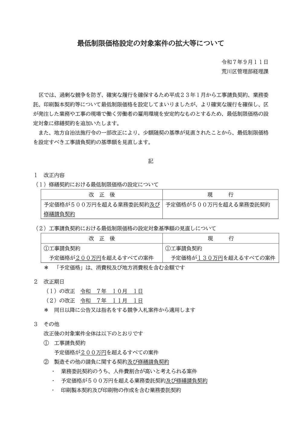 最低制限価格について.pdf 1ページ目のプレビュー