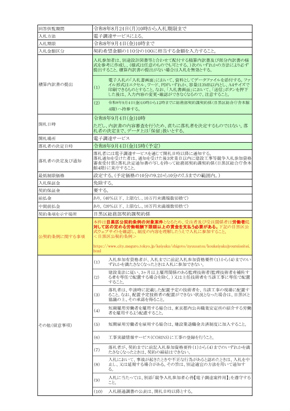 告示文：中目黒ＧＴ文化公益施設電灯設備等改修工事.pdf 2ページ目のプレビュー