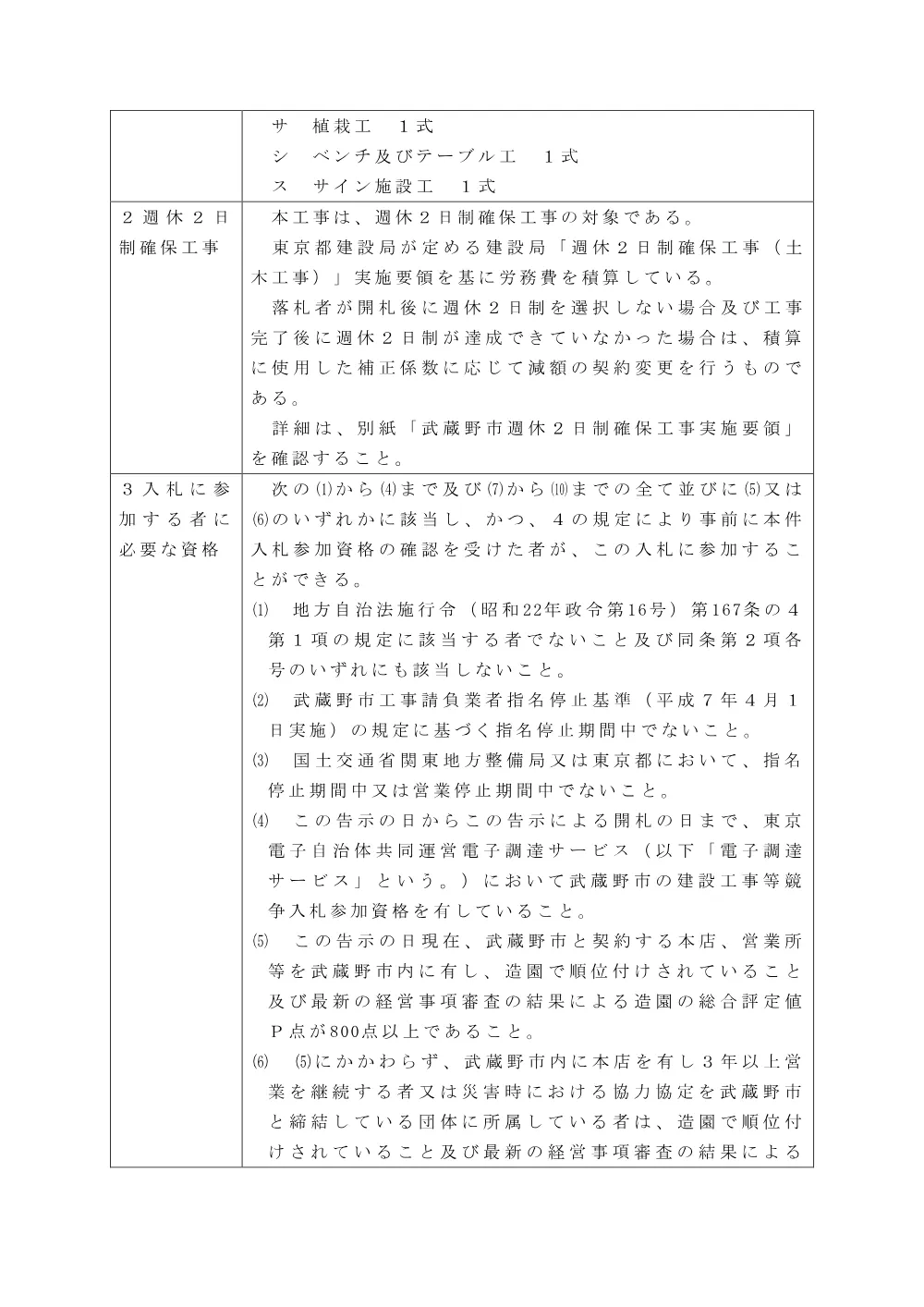 ①告示127　制限付一般競争入札の実施について（境南ふれあい広場公園改修工事）.pdf 2ページ目のプレビュー