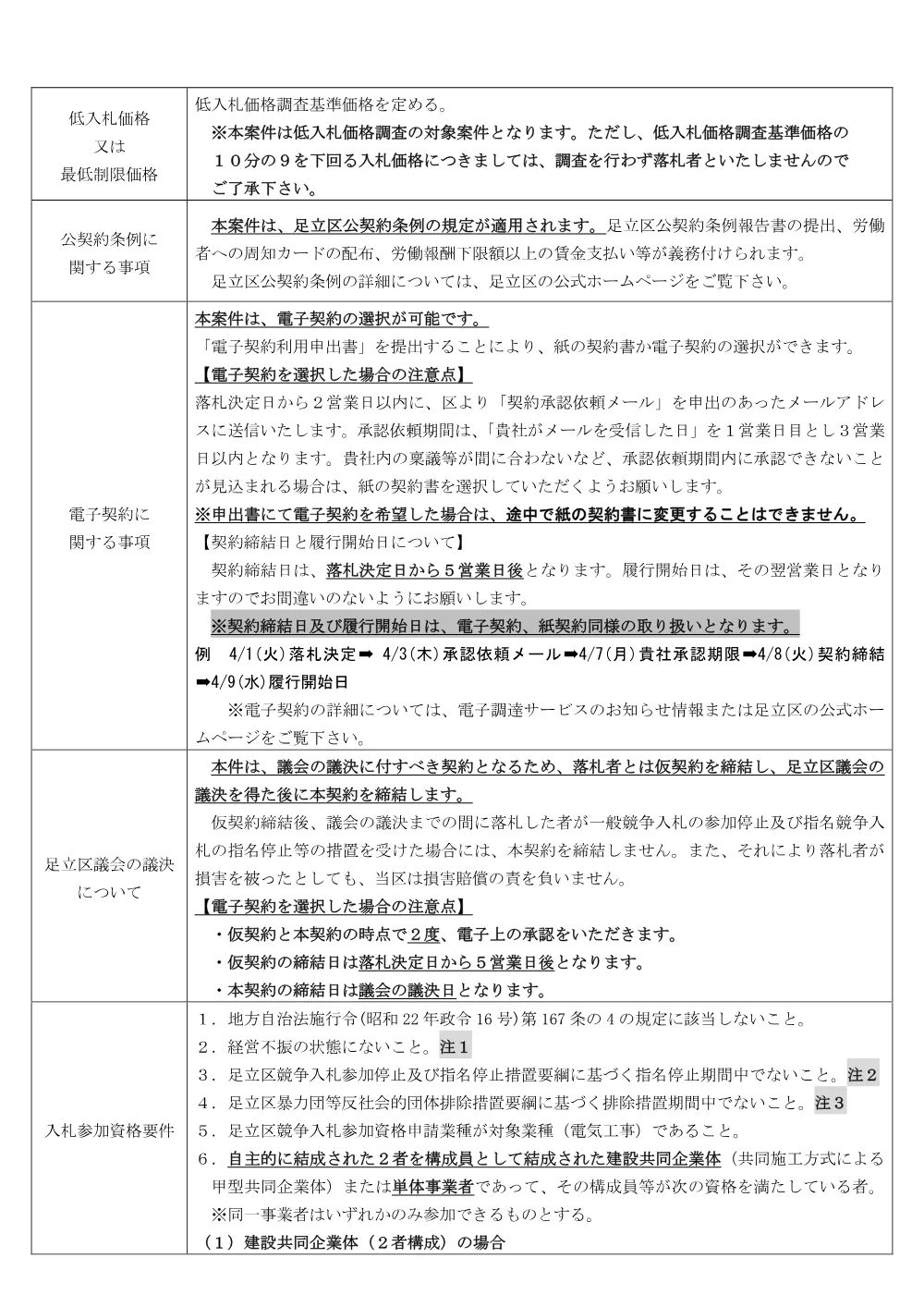 公告文（条件付・混合・ランク・議会）（花畑地域学習センター大規模改修電気設備工事）.pdf 2ページ目のプレビュー