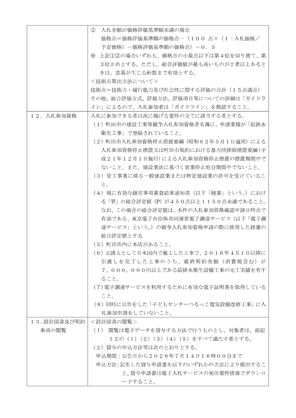 公告文（子どもセンターつるっこ給排水衛生設備改修工事）.pdf 2ページ目のプレビュー