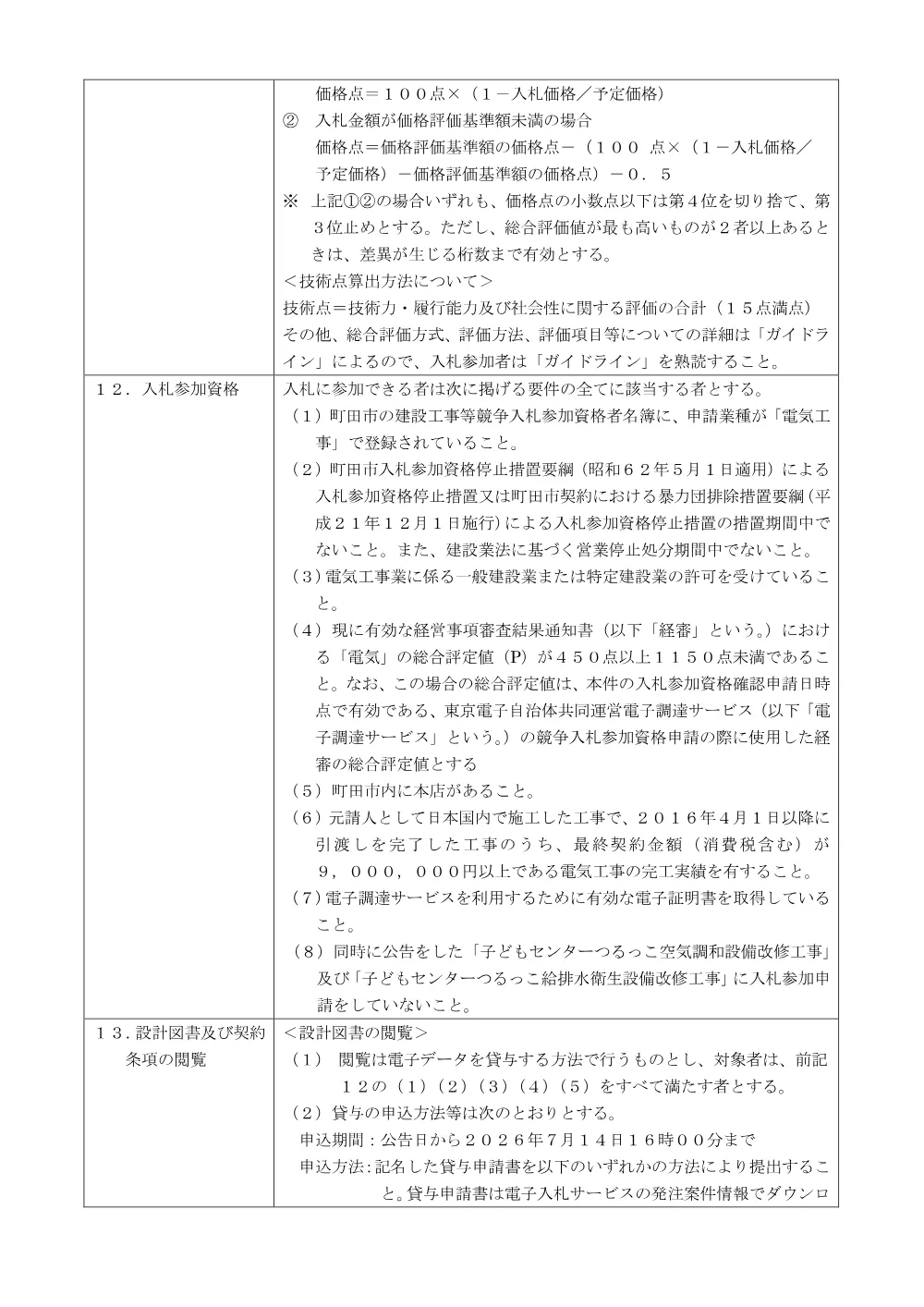 公告文（子どもセンターつるっこ電気設備改修工事）.pdf 2ページ目のプレビュー