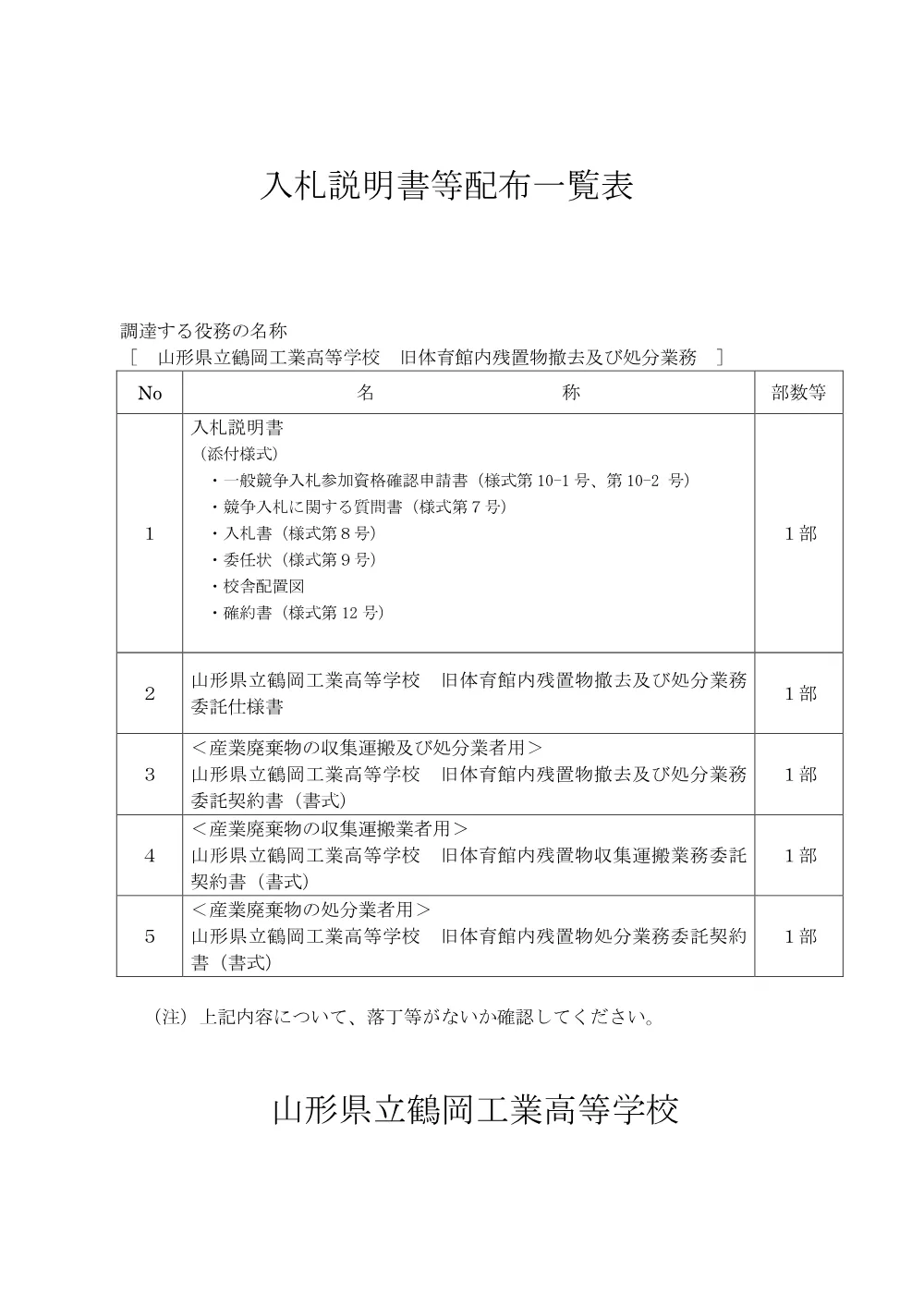 入札説明書（PDF：490KB）.pdf 1ページ目のプレビュー