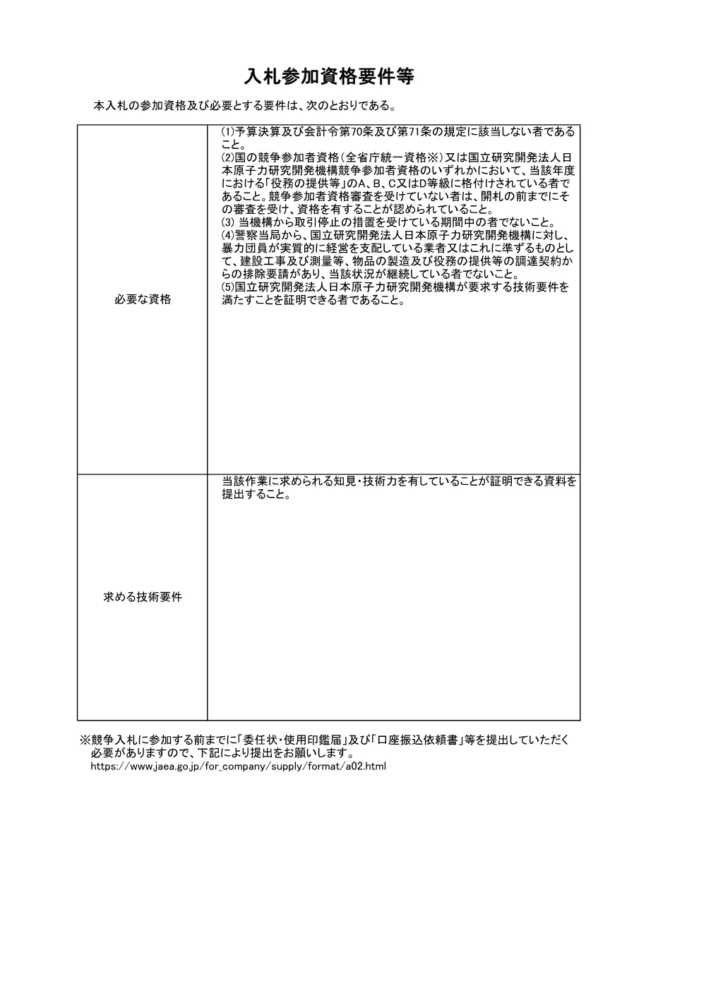 【電子入札】【電子契約】事故廃棄物廃棄体及びバリア材への核種の収着に関する基礎データの取得作業.pdf 2ページ目のプレビュー