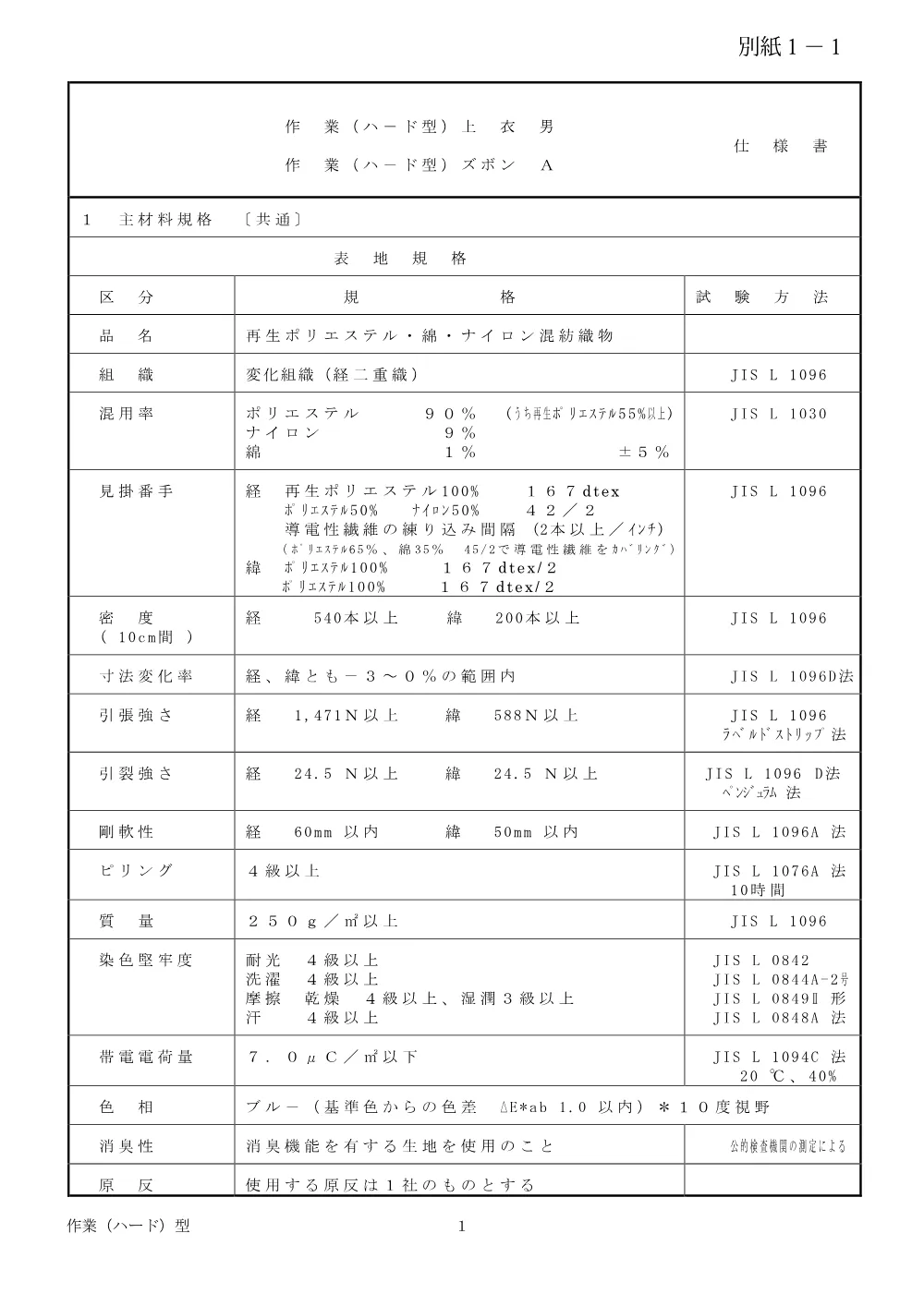 仕様書（清掃事務所職員用の貸与被服の購入（下半期分））.pdf 2ページ目のプレビュー