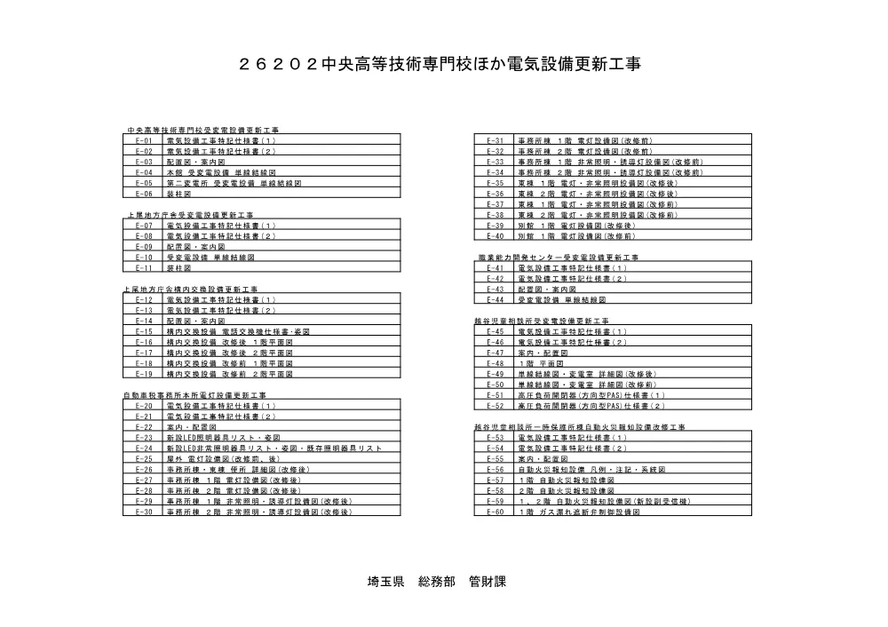 02_図面（２６２０２中央高等技術専門校ほか電気設備更新工事.pdf 1ページ目のプレビュー
