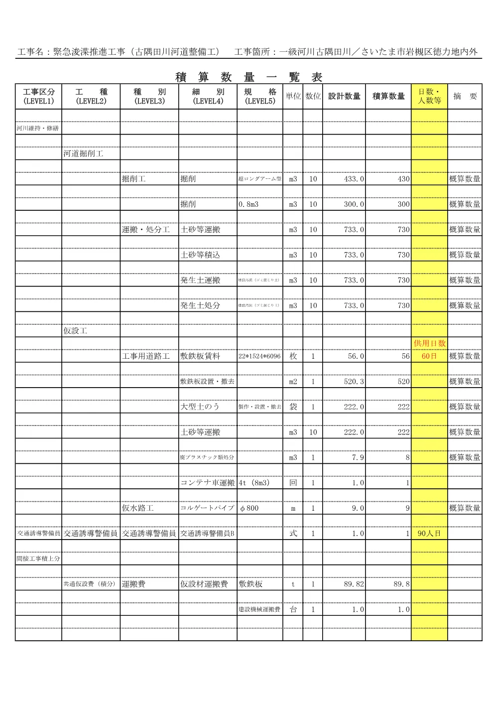 06_積算参考資料（古隅田川河道整備工）.pdf 2ページ目のプレビュー