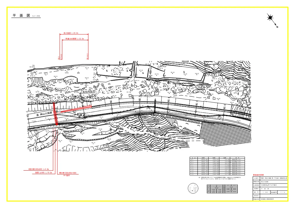 機密性１｜Ｒ８徳土 神山川島線 神・下分黒口 道路改良工事（設計図面）.pdf 1ページ目のプレビュー