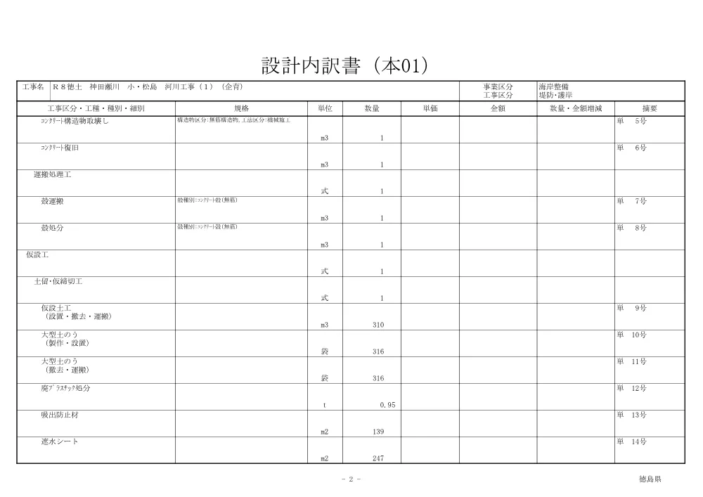 機密性１｜Ｒ８徳土 神田瀬川 小・松島 河川工事（１）（企育）（見積参考資料）.pdf 3ページ目のプレビュー