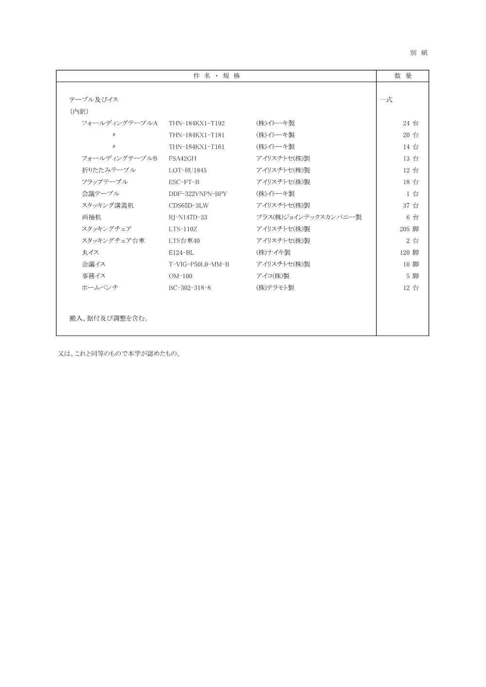 20260925k＿テーブル及びイス.pdf 2ページ目のプレビュー