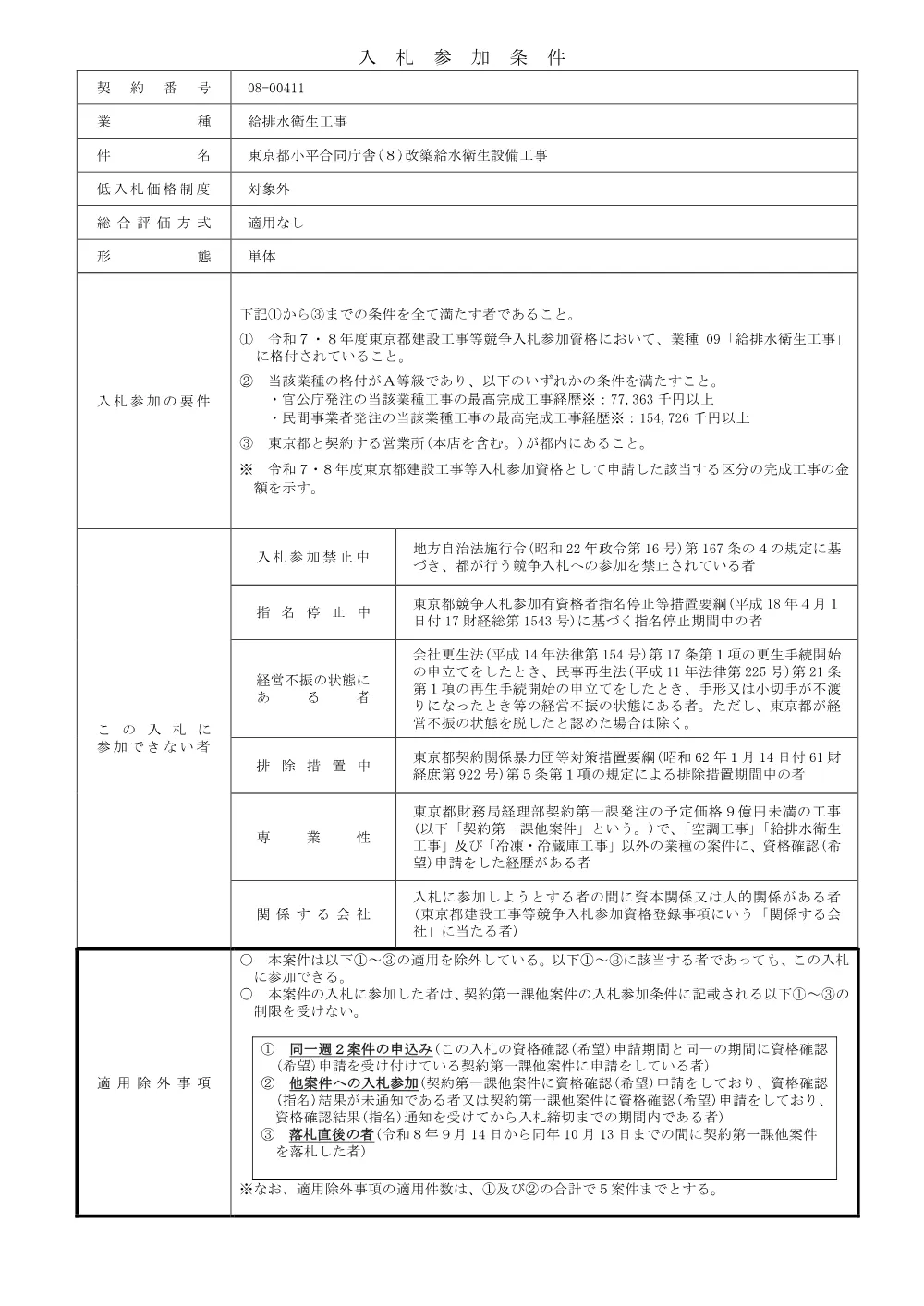 入札参加条件.pdf 1ページ目のプレビュー