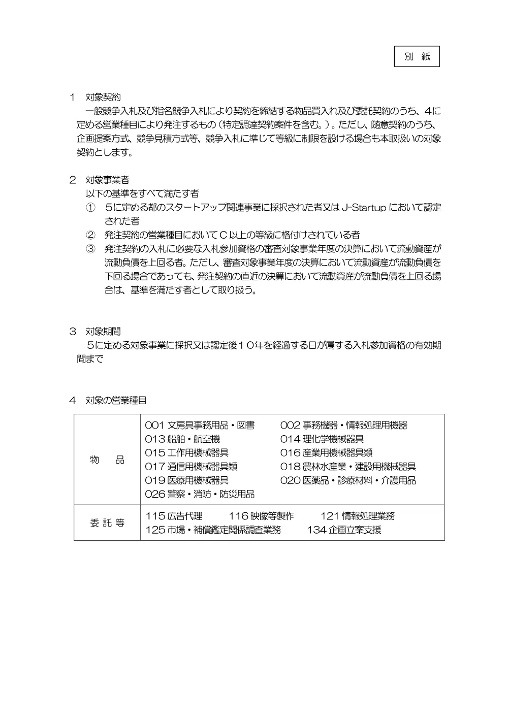 スタートアップに係る等級によらない入札参加制度の実施について.pdf 2ページ目のプレビュー
