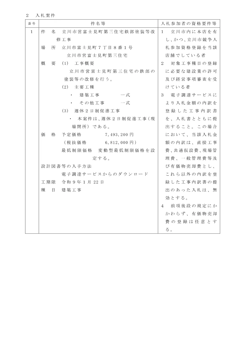 168工事告示.pdf 2ページ目のプレビュー