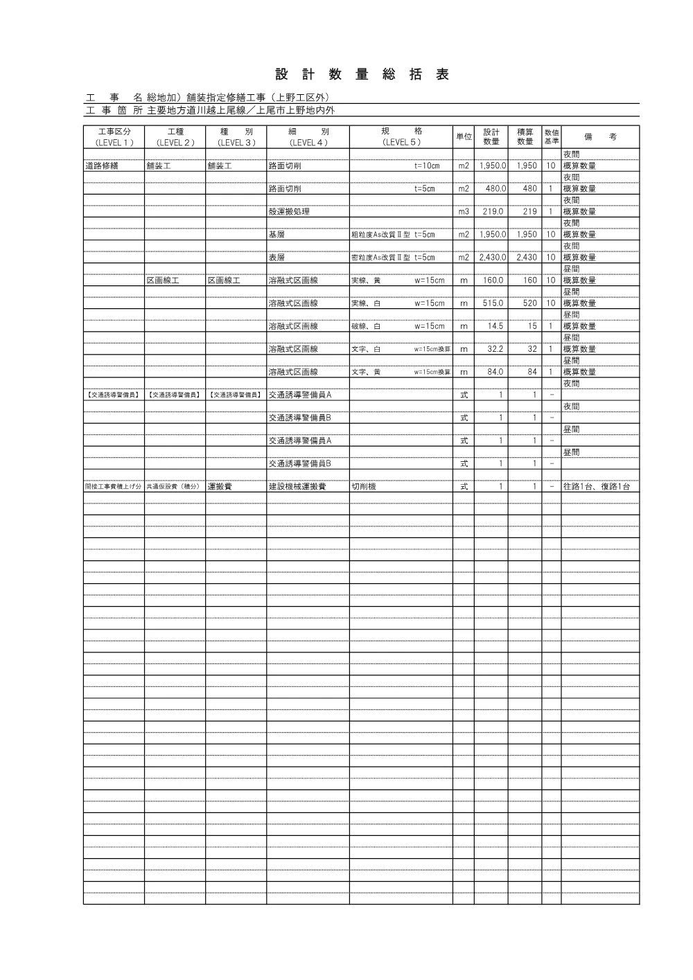 ④－３_数量計算書（上野工区外）.pdf 1ページ目のプレビュー