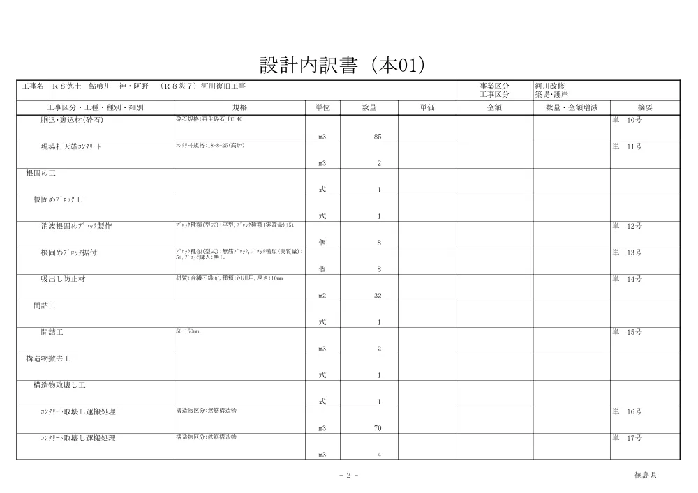 Ｒ８徳土 鮎喰川 神・阿野 （Ｒ８災７）河川復旧工事（見積参考資料）.pdf 3ページ目のプレビュー